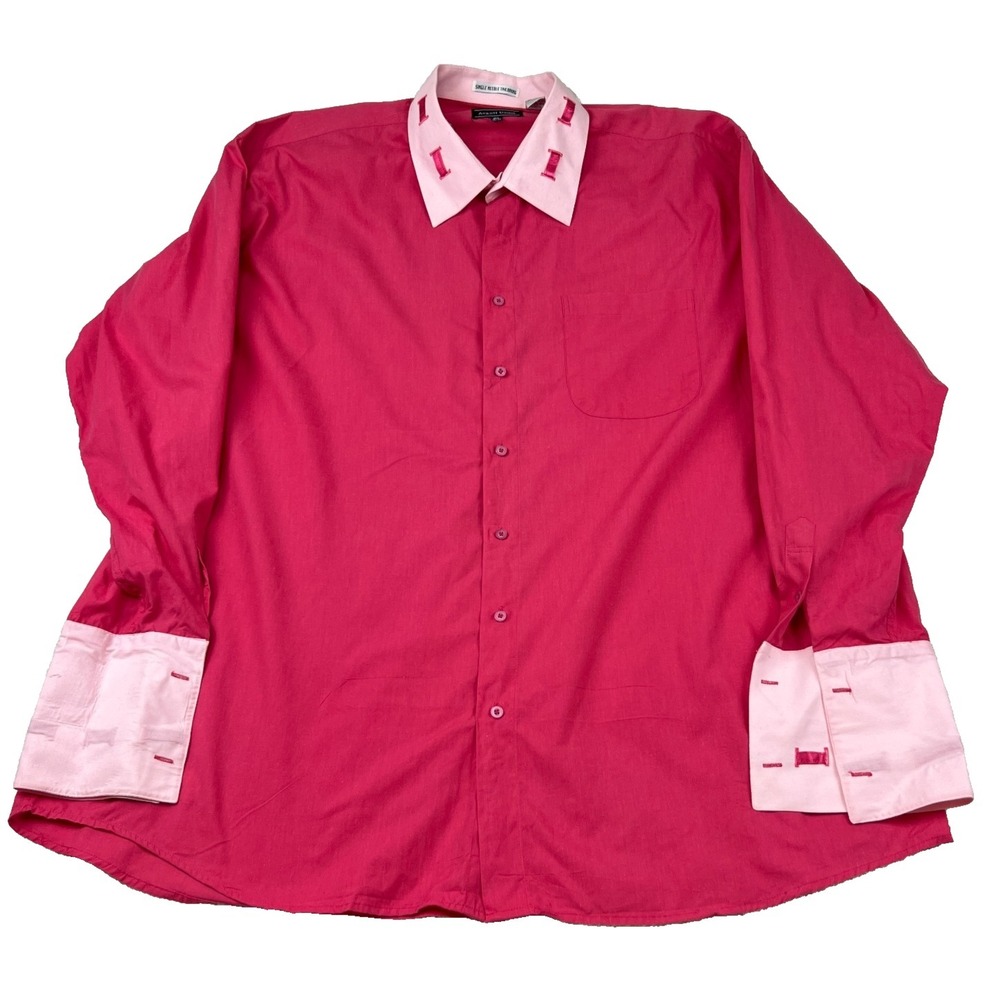 Avanti Uomo Dress Shirt Mens 18.5 Pink Single Needle Tailoring Formal Business
